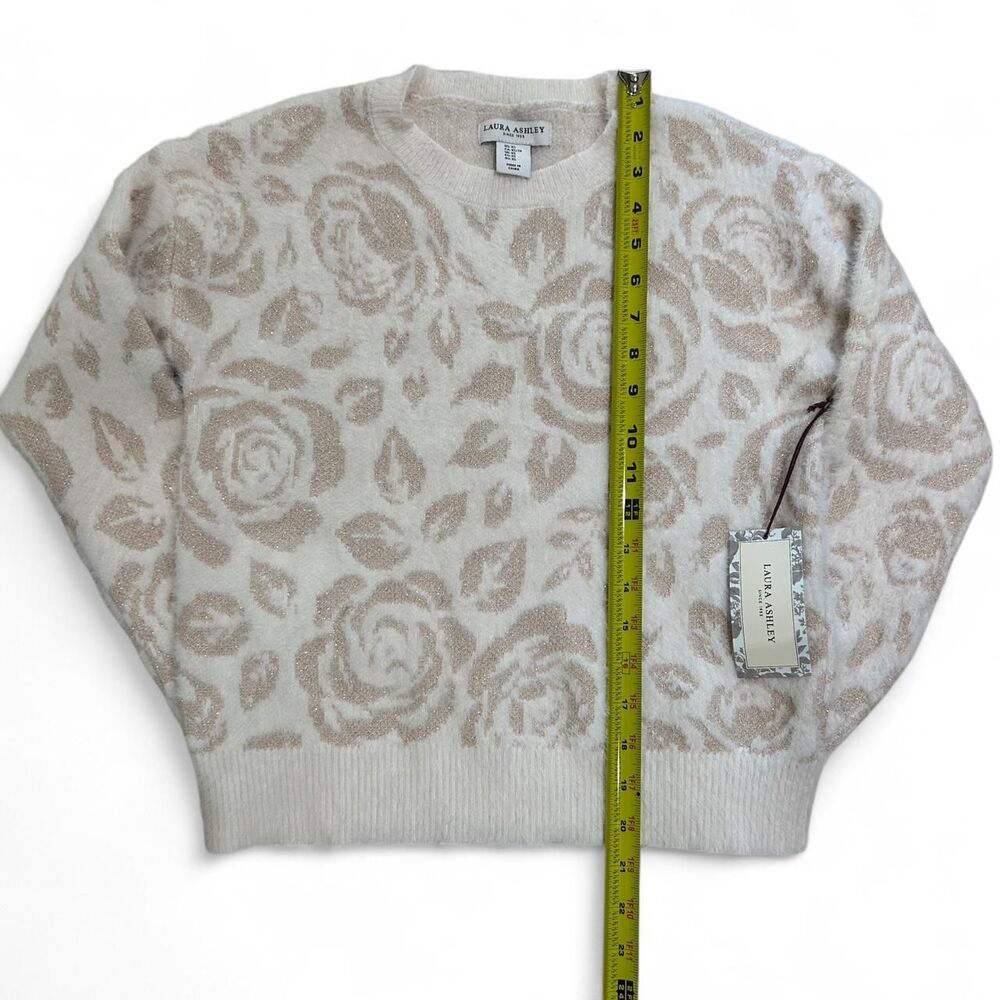 NWT Laura Ashley Women's Pink Rose Floral Sweater - Picture 3 of 6